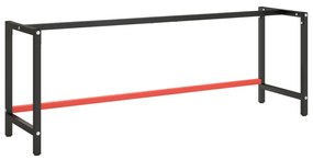 vidaXL Cadru banc de lucru, negru mat/roșu mat, 220x57x79 cm, metal