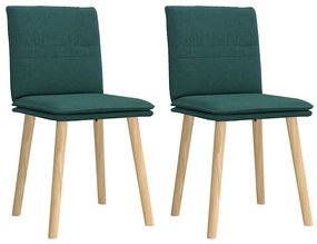 vidaXL Scaune de bucătărie, 2 buc., verde închis, material textil