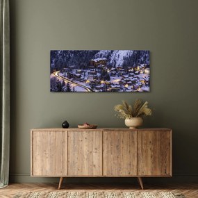 Tablou - orășelul montan iarna (120x50 cm)