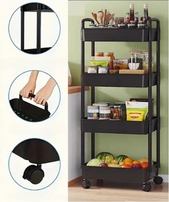 Raft pe roti POZIO 37x22x95 cm negru