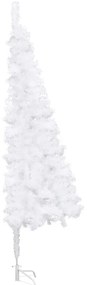 Set brad Craciun artificial de colt LEDgloburi alb 240cm PVC 1, white and rose, 240 cm