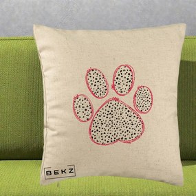 Perna Personalizata Labuta Dalmatian Roz Neon, 40x40 cm, Bej, Husa Detasabila, Perna Inclusa, BEKZ®