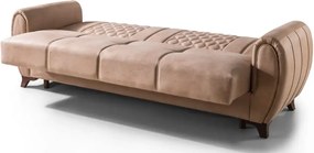 Canapea extensibila cu lada de depozitare 220x90x97 cm – stofa neagra, detalii aurii – Vegas