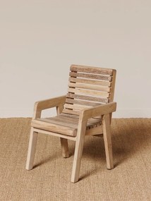 Scăunel din lemn de acacia, natur, cu brațe și lamele orizontale, 56 x 36 x 38 cm, „Lilliput-1”
