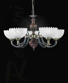 Candelabru 5 brate design italian din alama cu lemn 3610