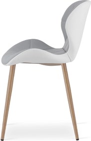 Scaun de dining MANGO din piele ecologica, gri-alb