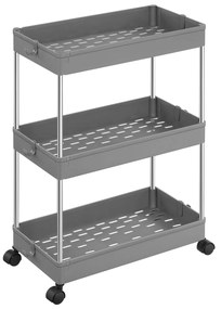 OFERTA Etajera multifunctionala pe roti MOBIX cu 3 cosuri, gri II. calitate