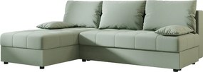 Coltar extensibil de colt VENORIA SLIM, verde deschis, reversibil, 200x143 cm + 2 perne GRATUIT