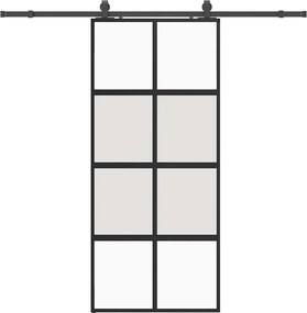 vidaXL Ușă glisantă cu set feronerie neagră 90x205cm sticlă securizată
