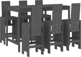 vidaXL Set bar de grădină, 7 piese, gri, lemn masiv de pin