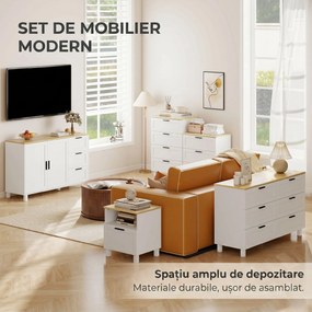 HOMCOM Mobilă de Bucătărie cu 3 Sertare și Dulap cu 2 Uși Amortizate Alb | Aosom Romania