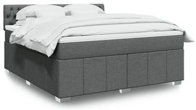 vidaXL Pat box spring cu saltea, gri închis, 180x200 cm, textil