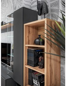 Mobilier living Siluett (antracit + stejar wotan) (cu iluminat LED). 1097583