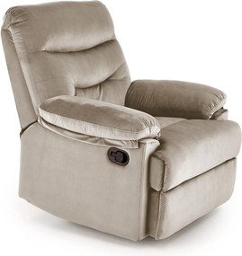 Fotoliu cu recliner DRAGER, bej/negru, stofa catifelata/metal, 88x90/1
