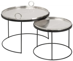 Set 2 masute de cafea Elements din metal, argintiu negru