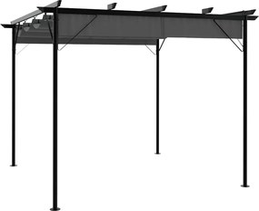 vidaXL Pergolă cu acoperiș retractabil, antracit, 3x3m, oțel, 180 g/m²