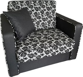 Fotoliu SAMY NEXT extensibil, cu lada de depozitare, stofa gri cu negru , cadru metalic, 103x100x92 Stofa, Gri + Negru