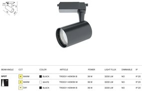 Accesoriu, Spot LED pentru sinele monofazate Unity, Vuoro alb 36W 3000K