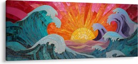 Tablou - Mozaic de valuri (120x50 cm)
