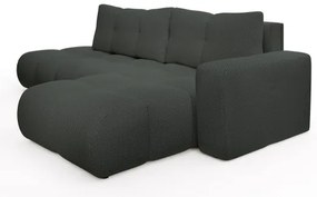 Canapea colțar extensibilă tapițată ALMADA, cu spațiu de depozitare, în L, dreapta, antracit