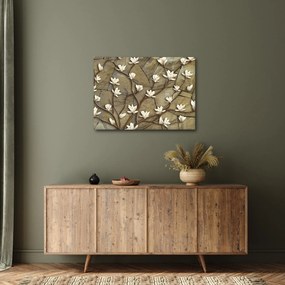 Tablou - Magnolii albe pe zidărie de piatră (70x50 cm)