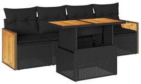 3327653 vidaXL Set mobilier de grădină cu perne, 5 piese,poliratan/lemn acacia