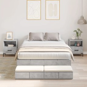 vidaXL cadru de pat cu depozitare gri ciment 120x190 cm