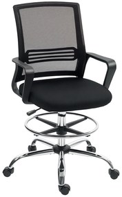 Scaun de birou HOMCOM, Scaun rotativ, Scaun de birou reglabil, cu role, Negru | Aosom Romania