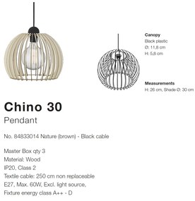 Lustra, Pendul lemn design nordic Chino 30 84833014 NL