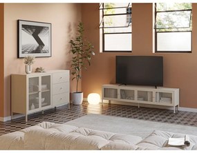 Comodă TV crem din metal 160x50x35 cm Fayna – Marckeric