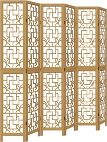 vidaXL Paravan de cameră cu 6 panouri, maro, lemn masiv paulownia