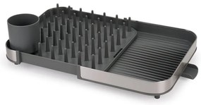 Scurgător de vase gri ajustabil din oțel inoxidabil 35x39 cm Duo – Joseph Joseph