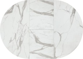 Masa rotunda extensibila Lila, blat Alb Marmorat Ø 120 cm