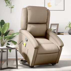 vidaXL Fotoliu de masaj rabatabil vertical cappuccino piele ecologică
