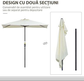 Outsunny Umbrelă de Perete Semicirculară Maro, cu Manivelă, Design Spațiu-Eficient pentru Terasă și Balcon, Φ270x245cm | Aosom Romania