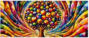 Tablou – Arbore colorat cu mere (120x50 cm)