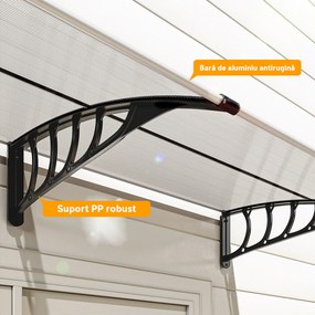 Outsunny Copertina moderna din PP, 200x96x27 cm, negru | Aosom Romania