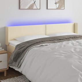 3123200 vidaXL Tăblie de pat cu LED, crem, 183x16x78/88 cm, piele ecologică