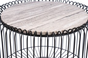 Masuta de cafea rotunda din marmura si fier Malibu 51x51x56,5 cm