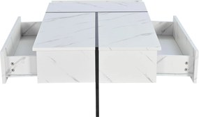 Masă de cafea modernă cu iluminare LED, 3 sertare spațioase, 105x60x35 cm, Alb