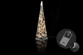 Piramidă cu lumini de Crăciun 60 cm - alb cald, pe baterie