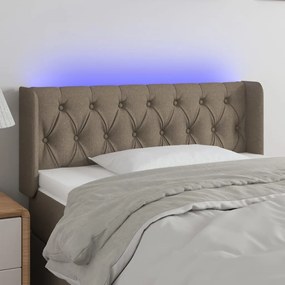 3123566 vidaXL Tăblie de pat cu LED, gri taupe, 103x16x78/88 cm, textil