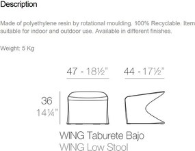 Taburete de exterior / interior design modern premium WING STOOL 53036 Vondom