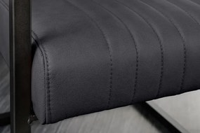 Scaun cu brate design retro Big Aston piele naturala neagra