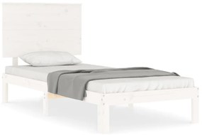 3193622 vidaXL Cadru de pat cu tăblie single mic, alb, lemn masiv