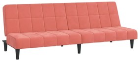 337506 vidaXL Canapea extensibilă cu 2 locuri, roz, catifea