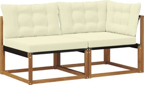 vidaXL Canapea mijlocie și colț 2 Bucată natural Lemn Solid de Acacia