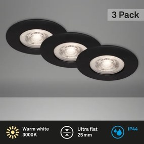 SET 3x corp de iluminat LED încastrat pentru baie LED/4,9W/230V IP44 negru Briloner