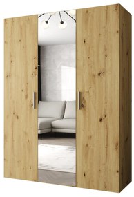Dulap de haine 150 cm Borry 2 (Stejar artisan + Argintiu). 1125812