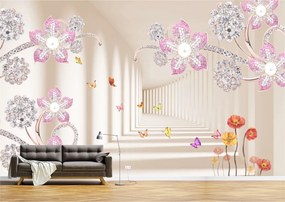 Tapet Premium Canvas - Abstract tunel cu flori colorate